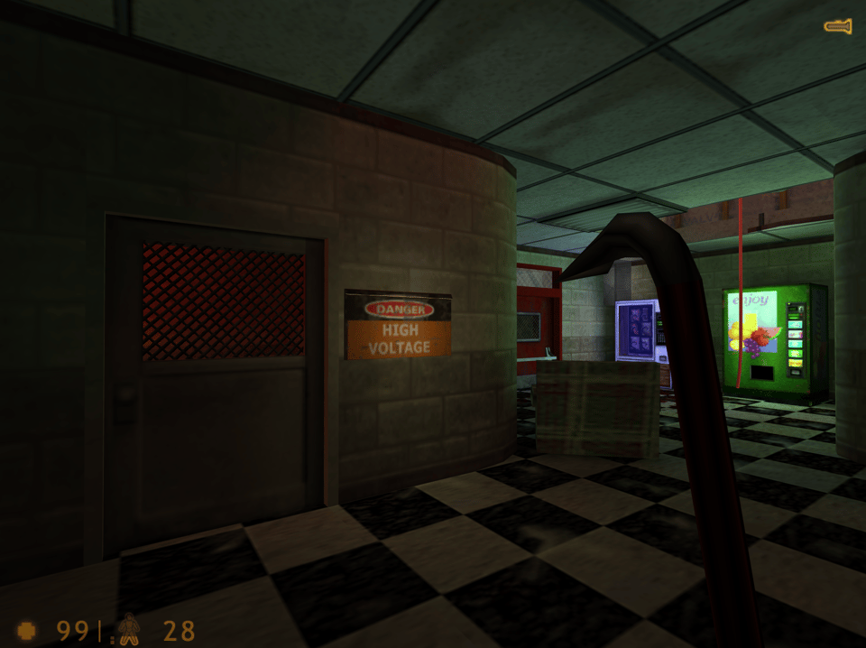 screenshot of the game half-life, from the level "office complex"