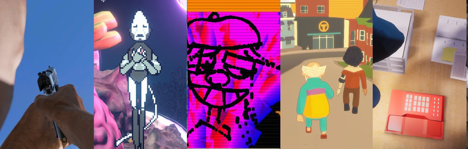 A selection of edition #8 works (from left): Unruly, Undead Un Un, coalescent || tidal rapture, VisunovOS, Future? No Thanks! and Brand Nacht
