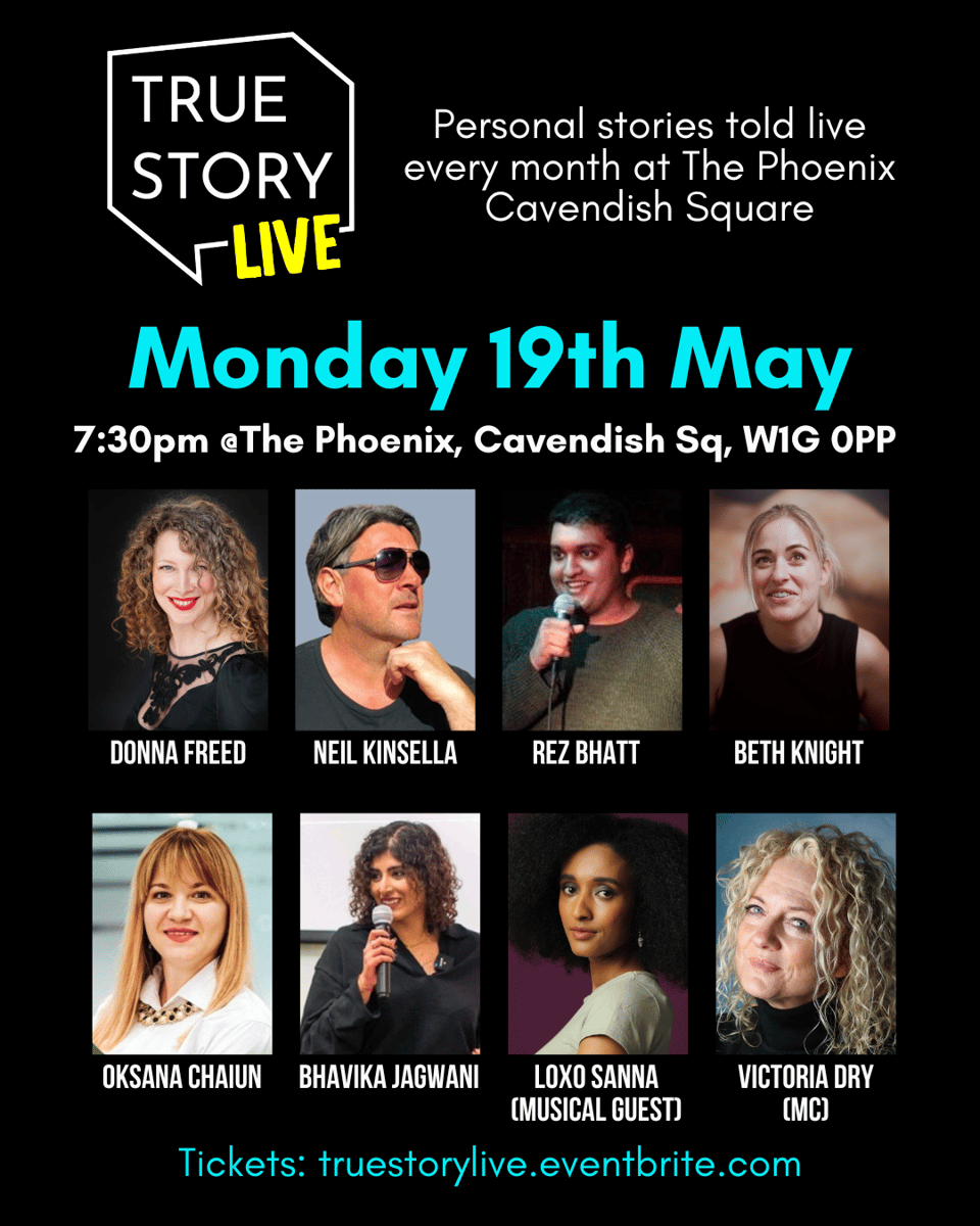 Montage image of the May True Story LIVE storytellers.