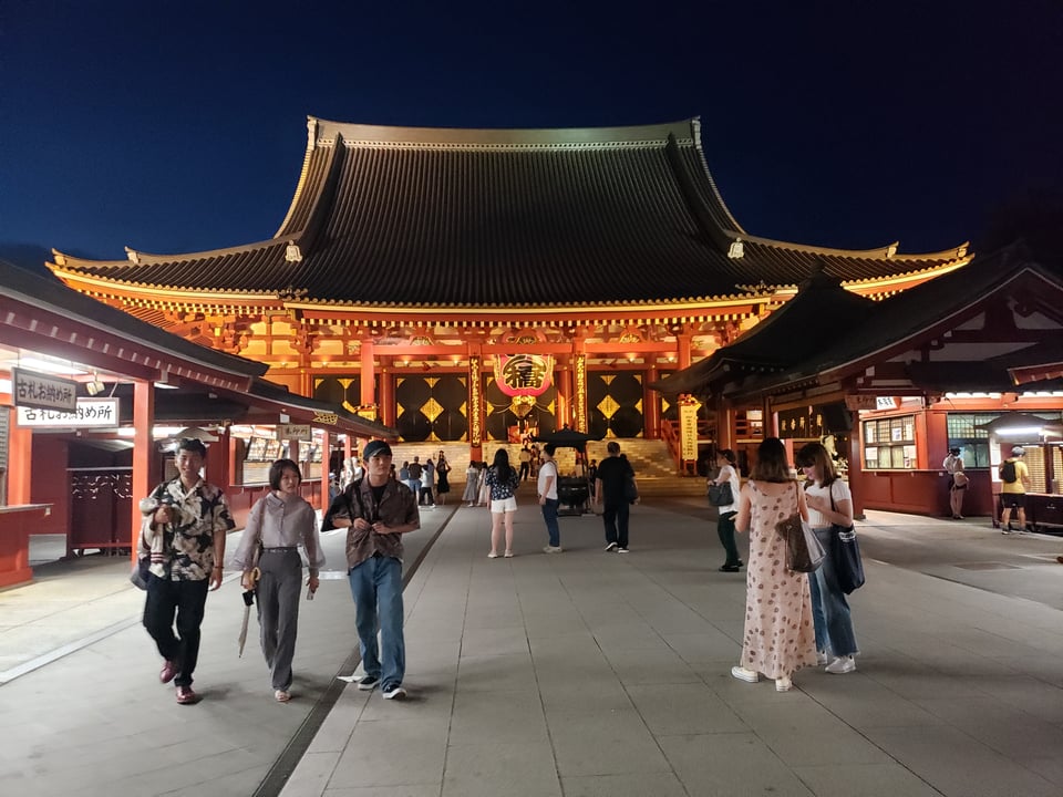 Senso-ji temple at night.
