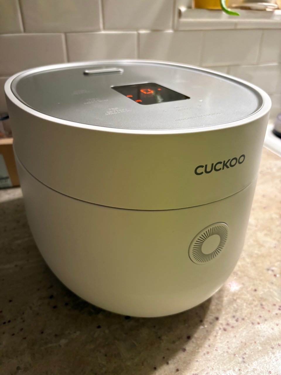 White Cuckoo brand rice cooker - too bougie for this cook's needs, really