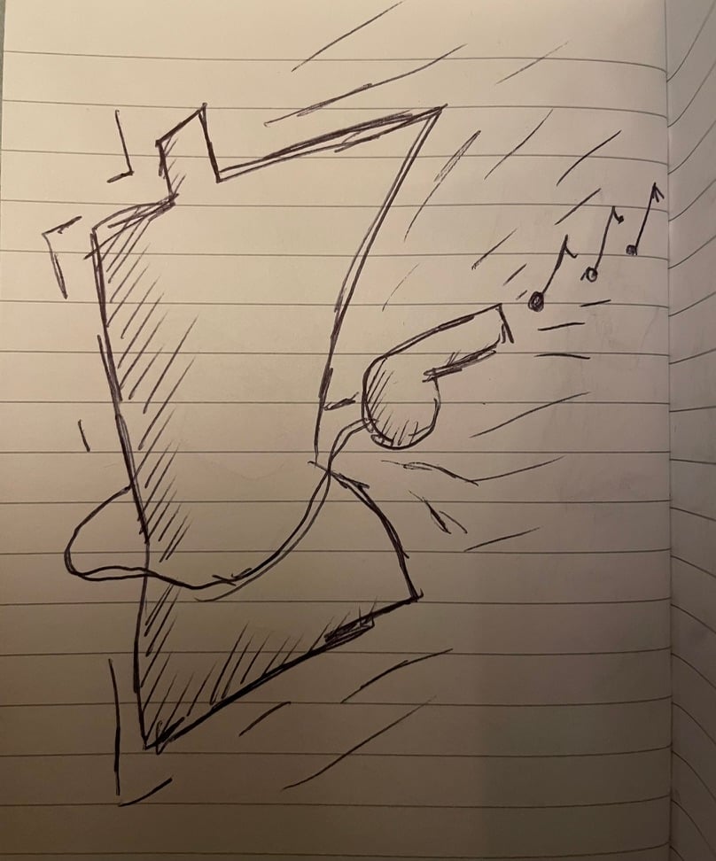 A rough sketch of the state of Minnesota with a whistle blowing