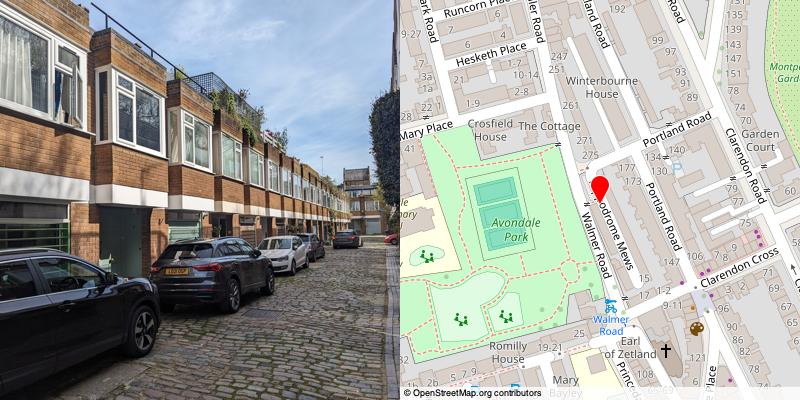A picture and map of the mews
