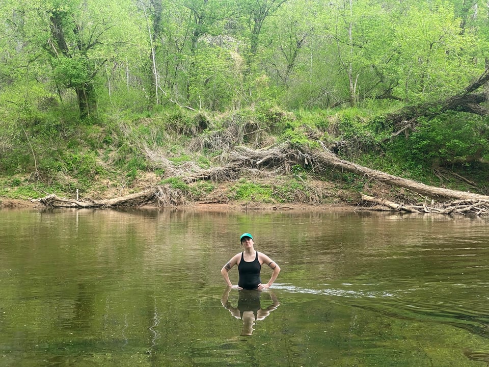 The writer in water
