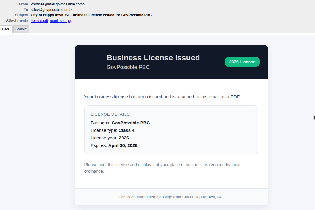 GovPossible Updates 2/2/2026: License Email Fulfillment