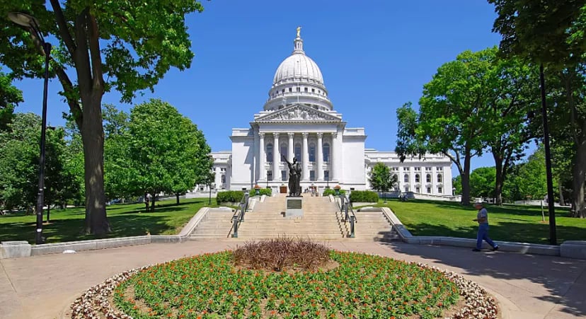 The Wisconsin state capitol courthouse where lawmakers meet for public hearings.