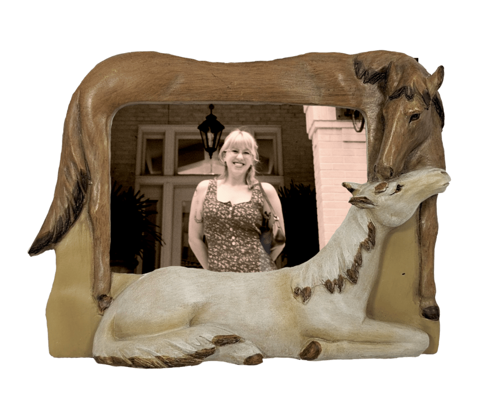 image of Annie in a horse frame