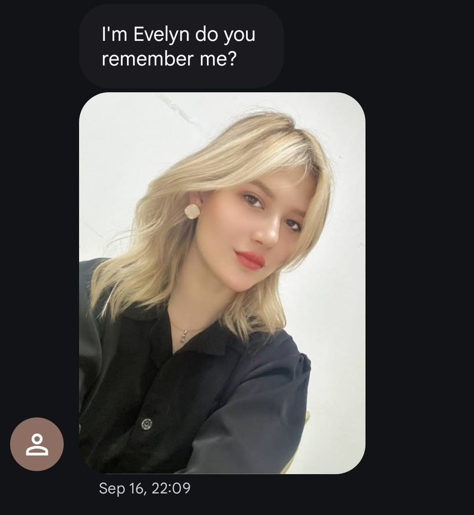 A photo of a crypto scammer using a honey pot photo.