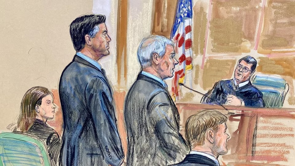 James Comey and his main lawyer in court