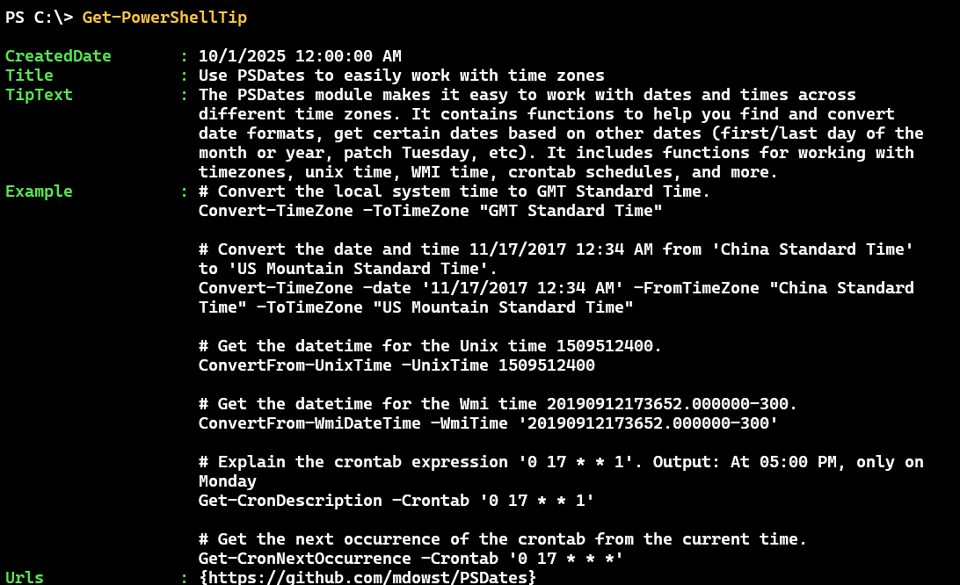 Get-PowerShellTip