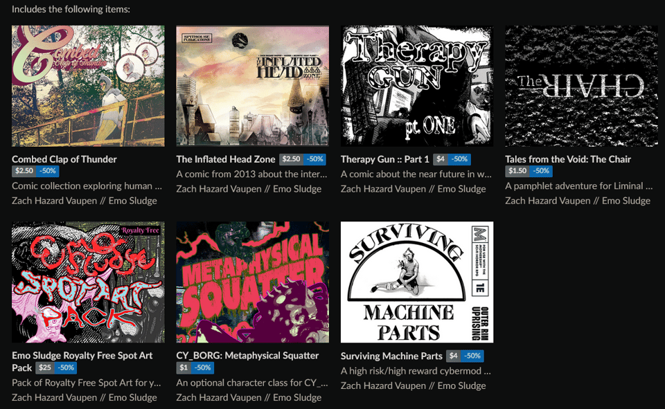 listing from my itchio shop