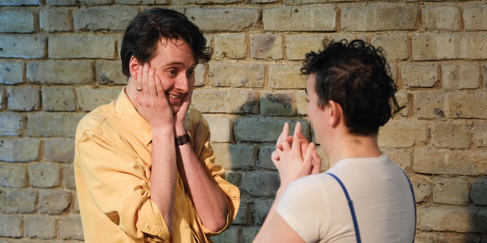 Liam Webber and Jennifer Jordan in a scene from Pretend Night.