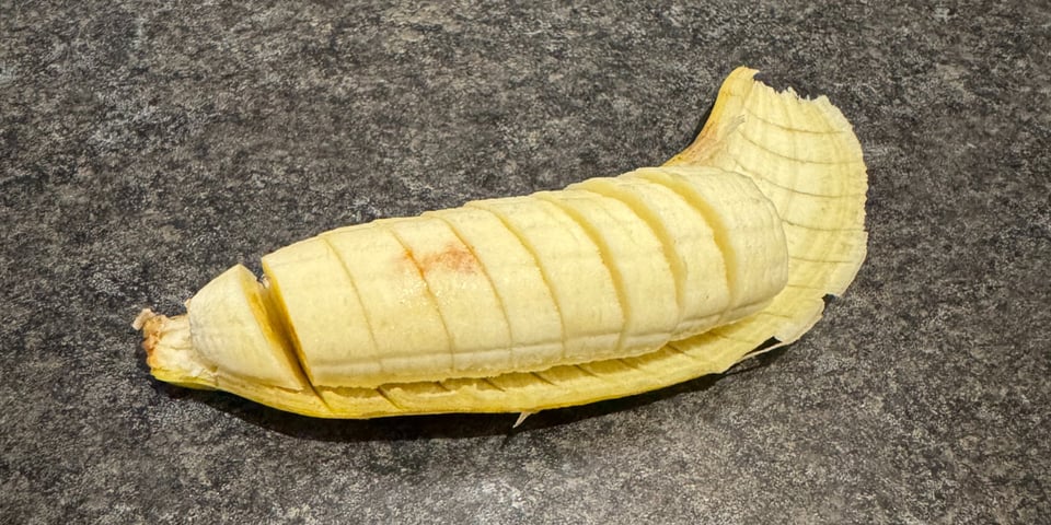 A sliced banana
