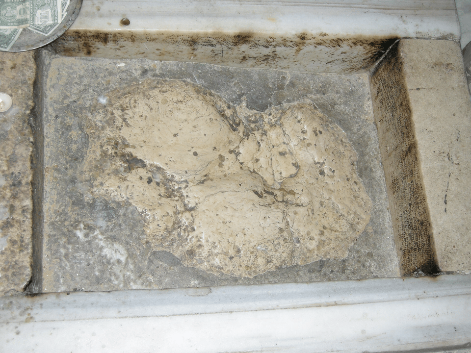 stone slab containing an indentation said to be Jesus' footprint