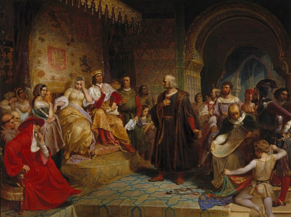 Columbus before the queen