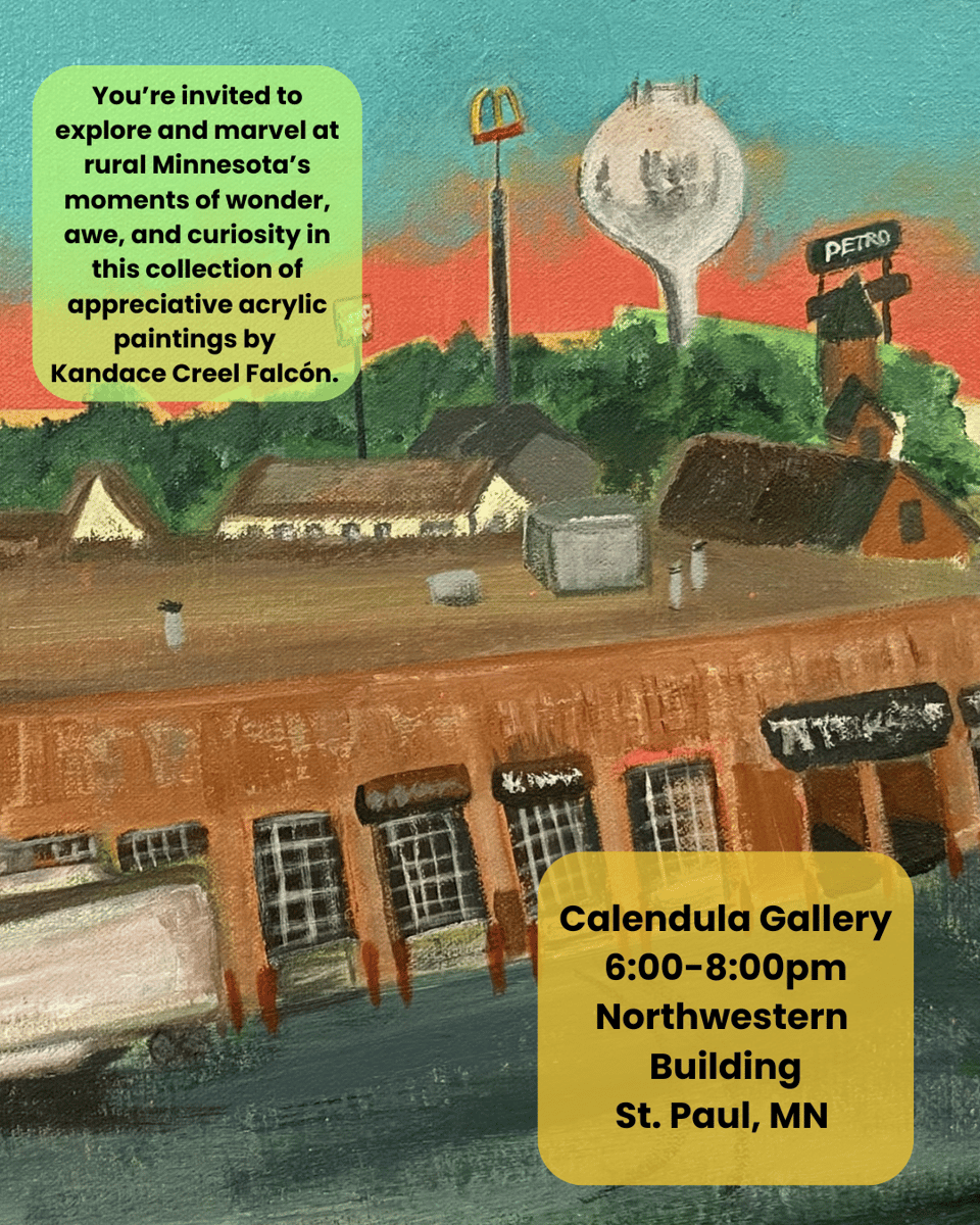 a portion of a painting of a truck stop