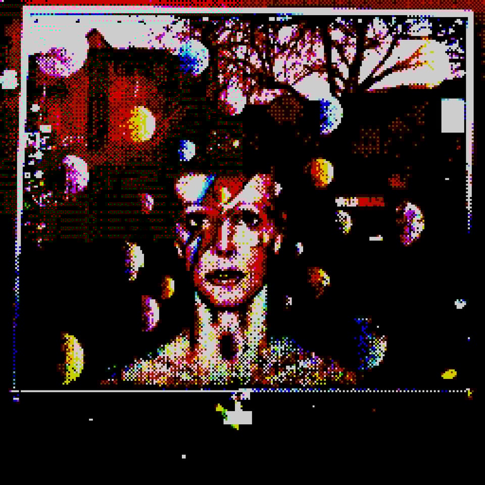 a pixelated image of the Bowie mural