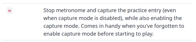Information about the newly added keyboard shortcut "m"