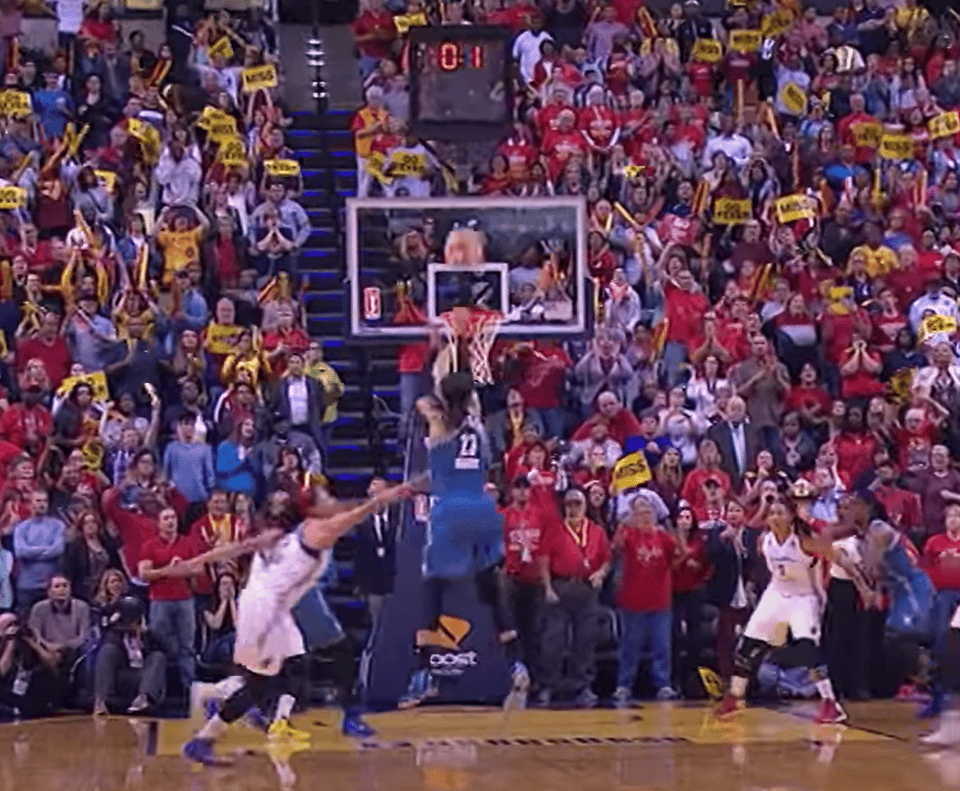 Maya Moore rising up for a buzzer-beater in Game 3 of the 2015 WNBA Finals