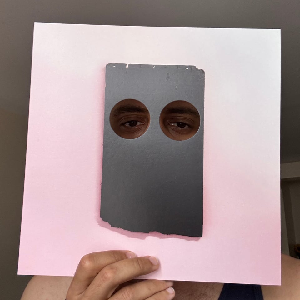 my eyes through the cover of the 2018 Low album Double Negative.