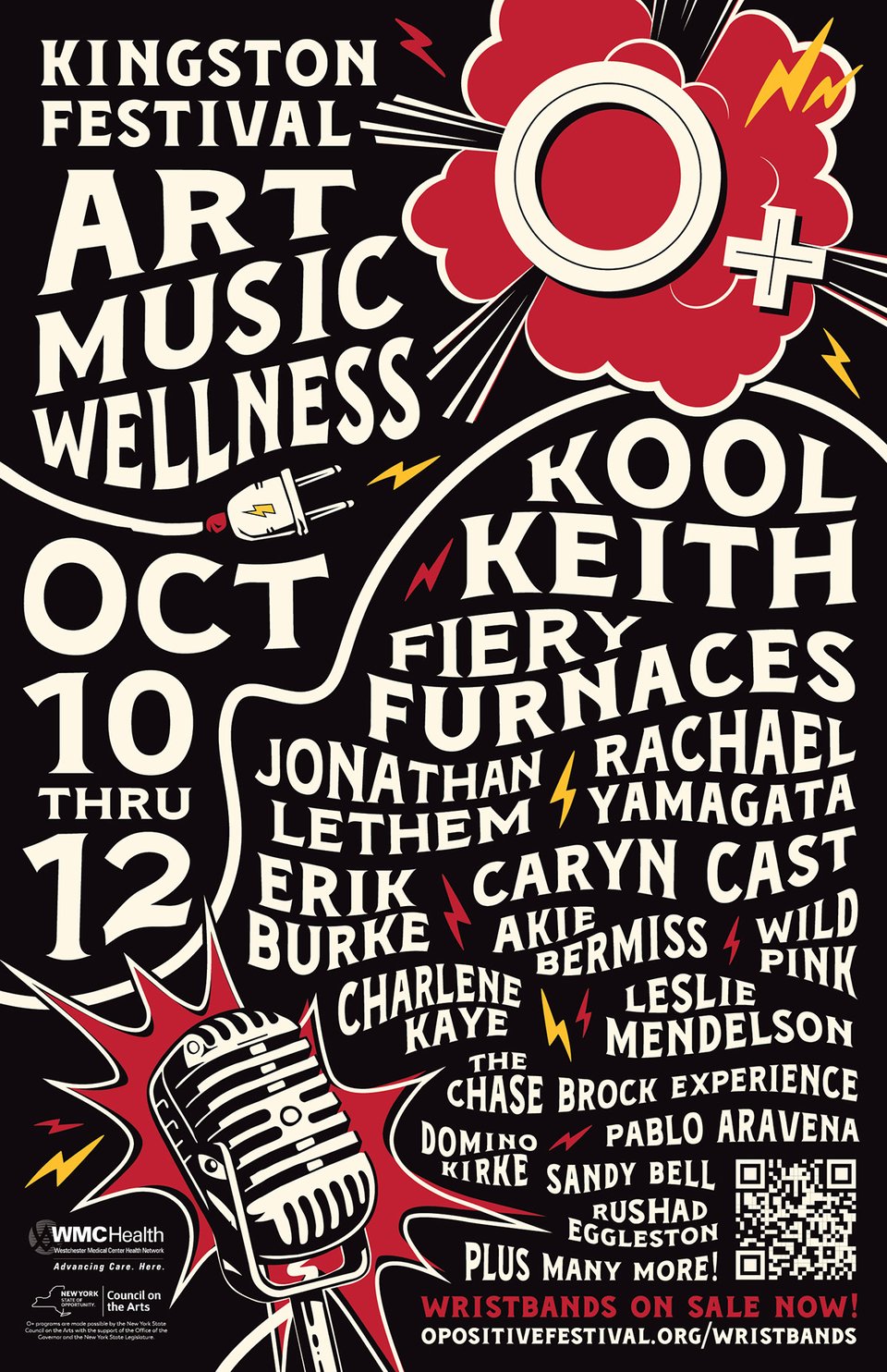 a flyer for O+ Festival. Kool Keith, The Fiery Furnaces, and many other bands will be performing.