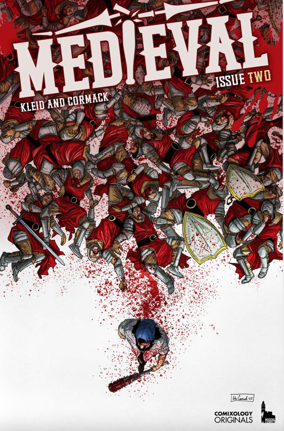 the cover for medieval #2 - art by alex cormack, lettered by neil kleid