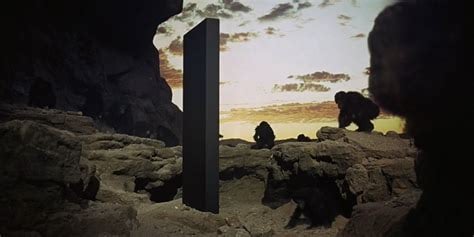 The apes regard the monlith in 2001: A SPACE ODYSSEY.