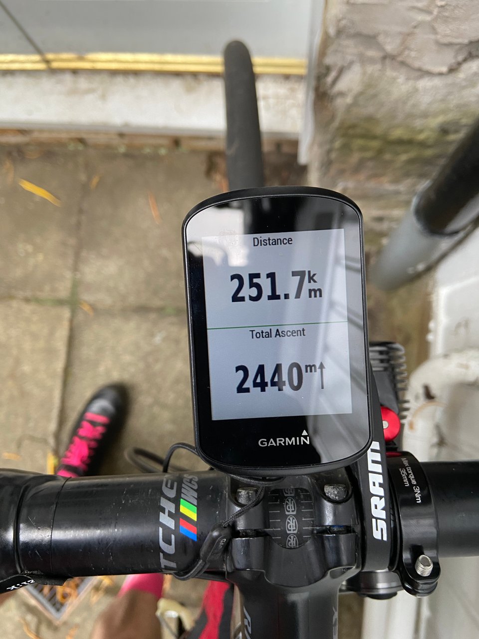 A Garmin showing 251.7km and 2440m of elevation.