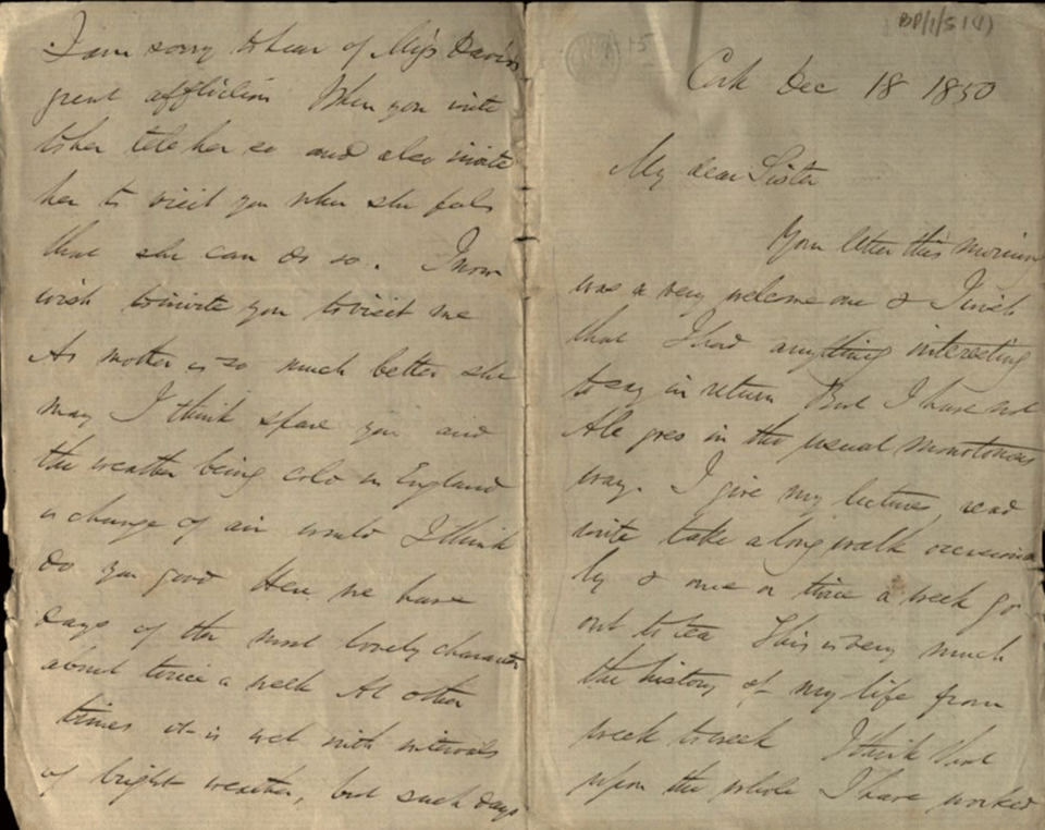 A sepia-colored handwritten letter from the nineteenth century.