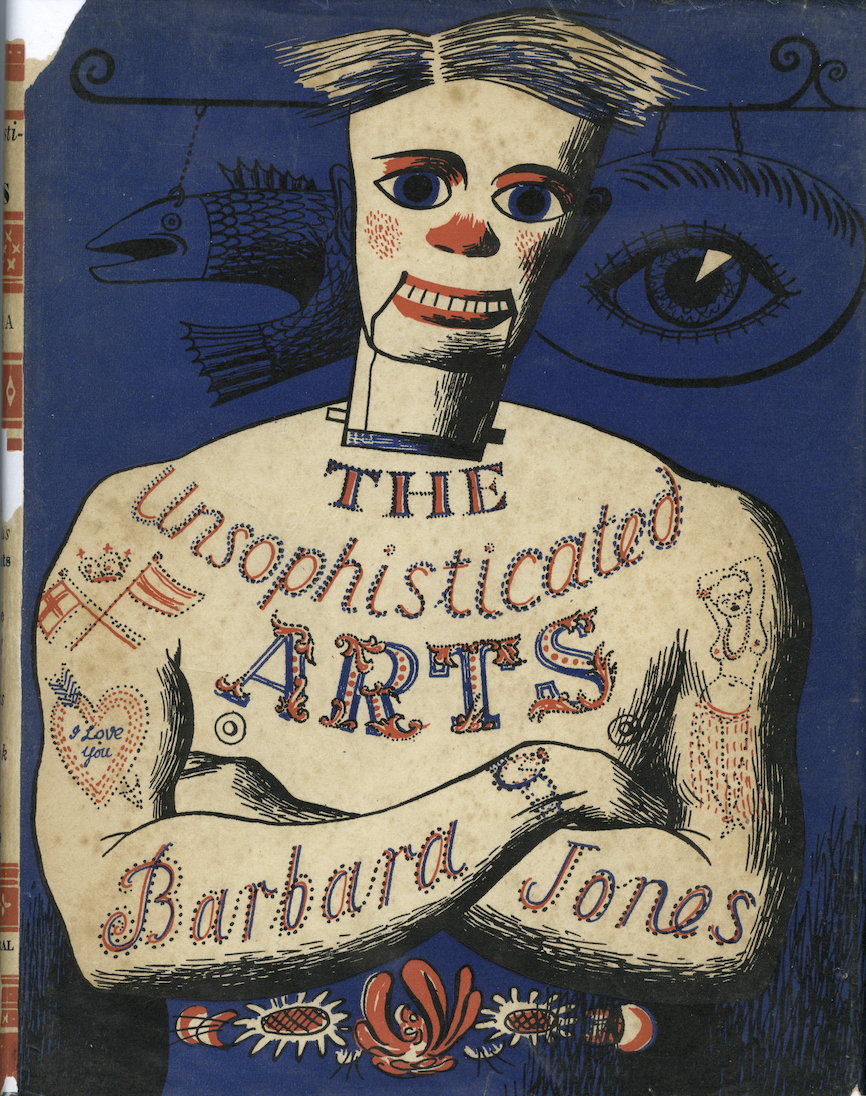 Dust jacket of The Unsophisticated Arts by Barbara Jones. Architectural Press, 1951.