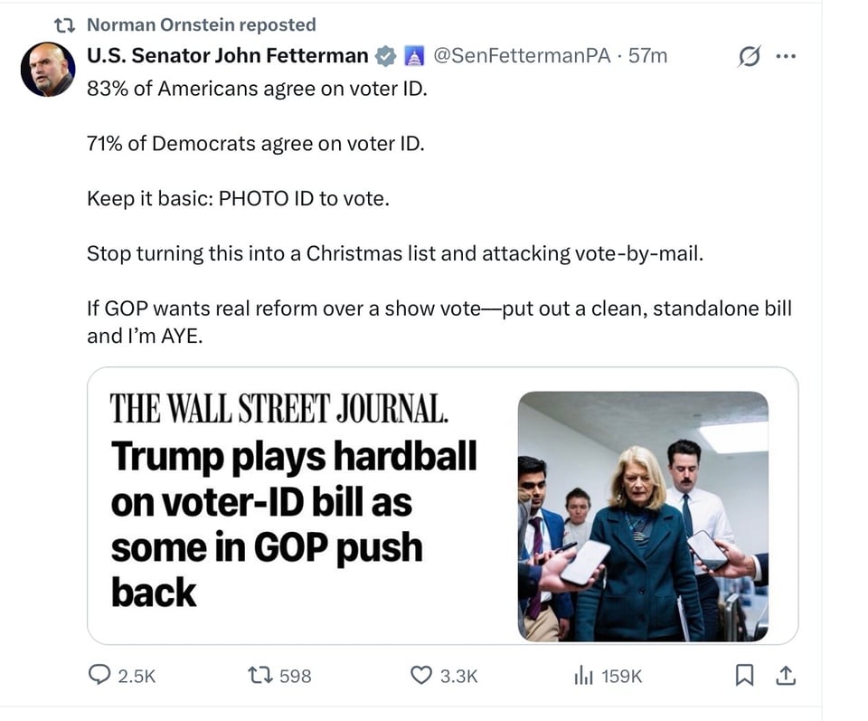 Fetterman may vote for Save.