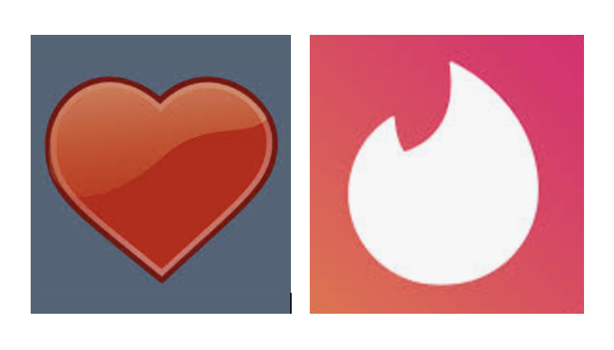 On the left, a red heart on a gray background; on the right, a red background with a white flame logo