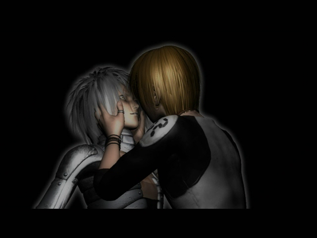 A man kissing another