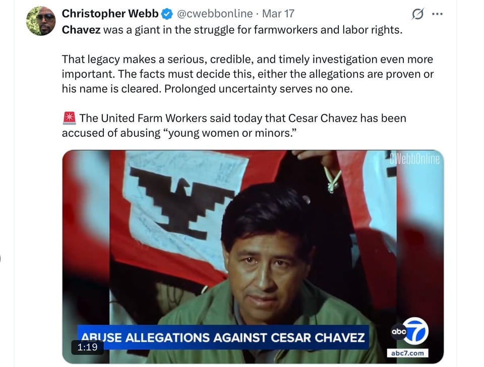 Caesar Chavez, Sexual Abuser. A shocking, horrific revelations.<br/>