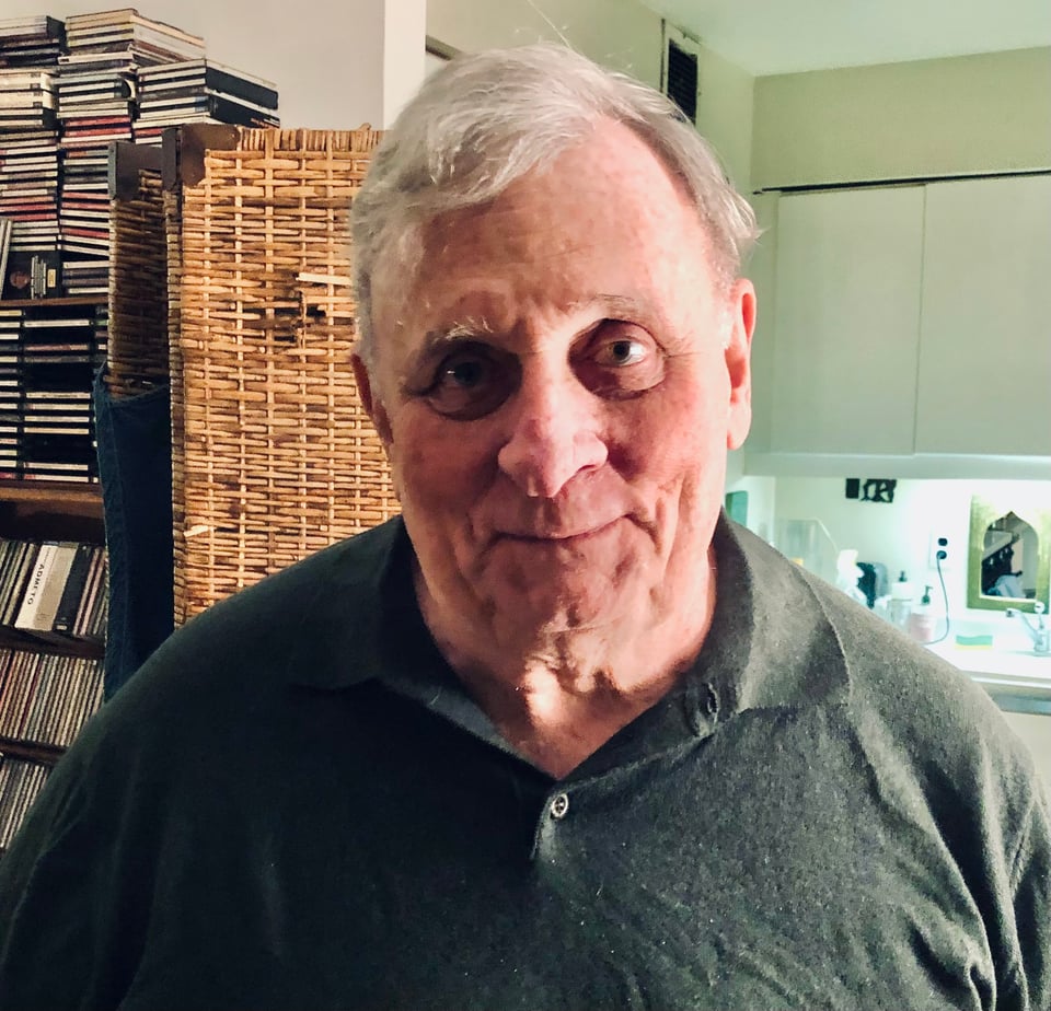 photo of the late author Edmund White, taken in his apt. in Dec. 2018.
