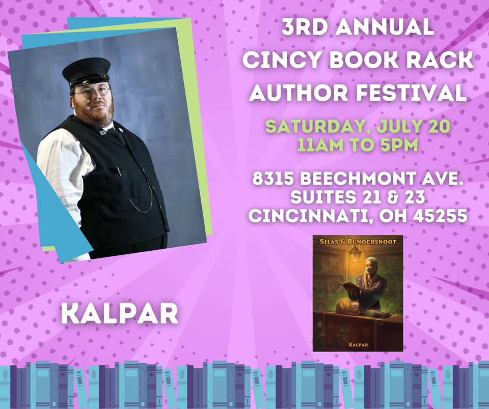 3rd Annual Cincy Book Rack Author Festival Saturday, July 20th 11 AM to 5 PM 8315 Beechmont Ave Suites 21 & 23 Cincinnati, OH 45255