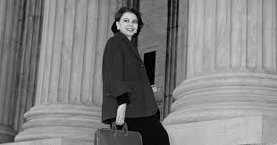 Bessie Margolin around 1954 ascending the steps of the Supreme Court in Washington.