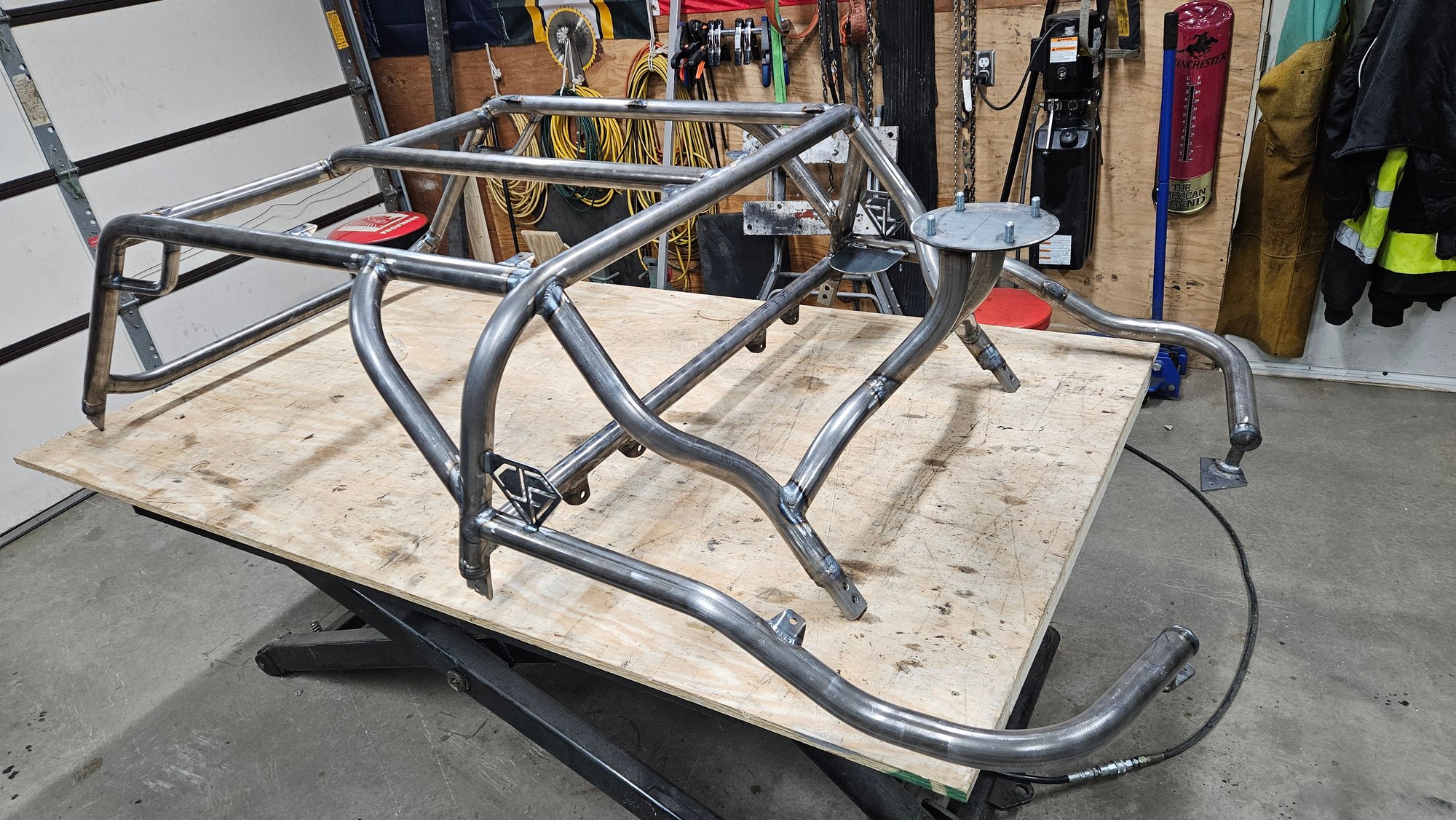 Roll cage being built