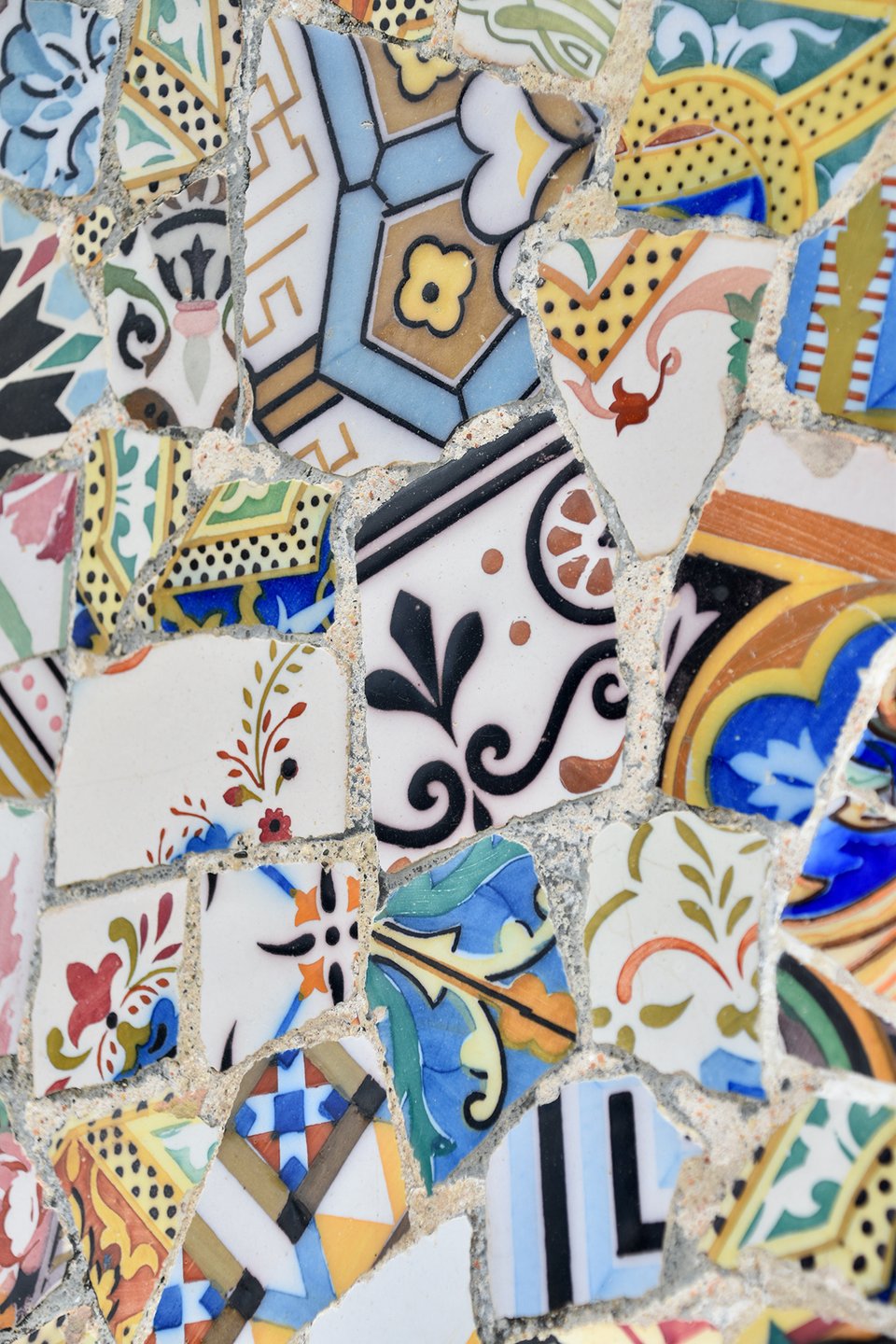 Porcelain shards mortared together.