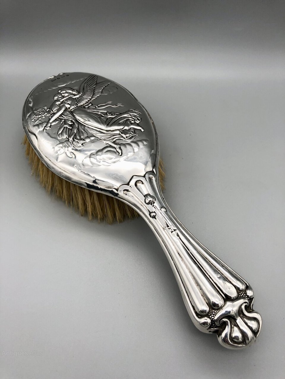 silver backed hairbrush art noveau
