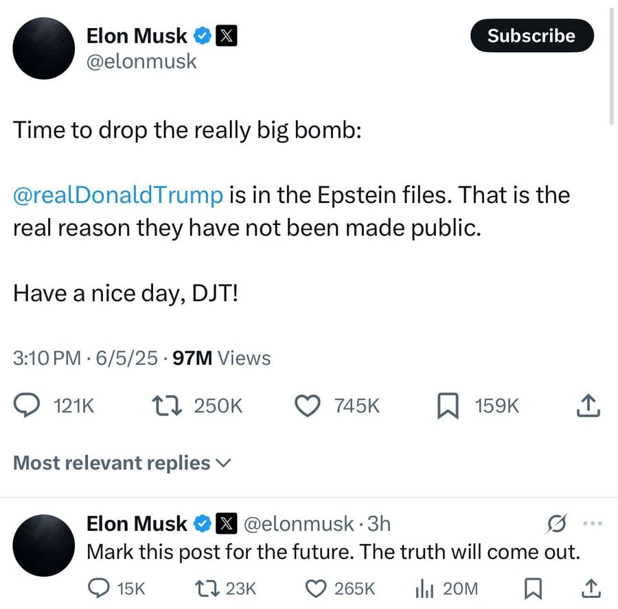 Elon Musk on Trump and Epstein