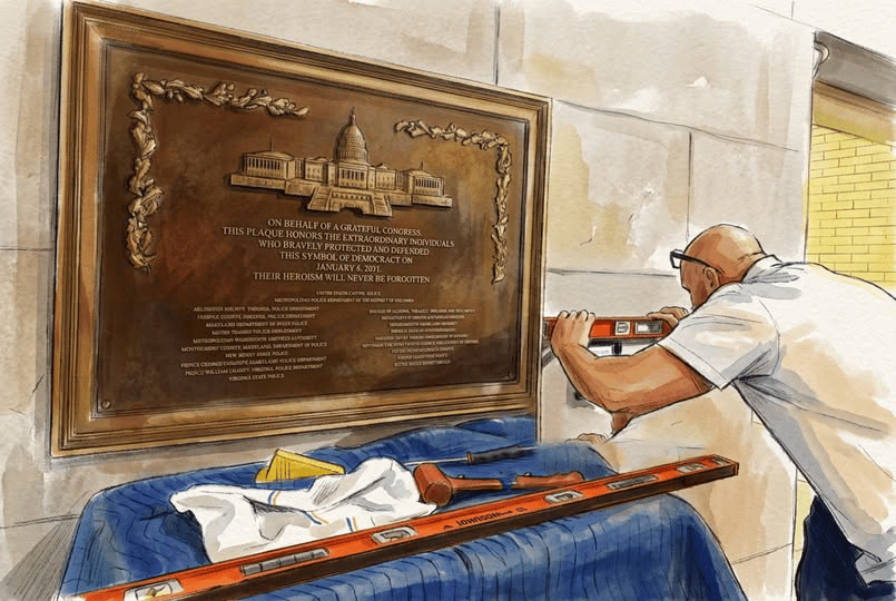 The plaque that was finally placed in the Capitol