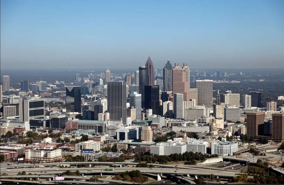 Aerial photograph of Atlanta, Georgia, taken in October 2017.