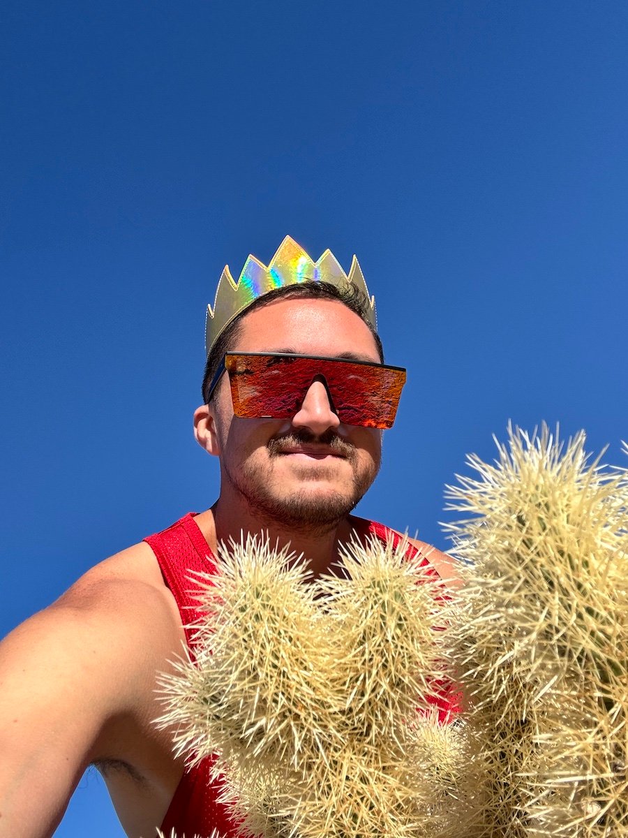 The author in front of a cactus.