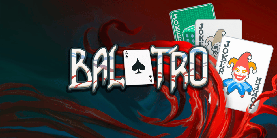 The Balatro logo with some digital playing cards.