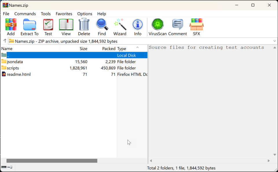 A structured ZIP archive