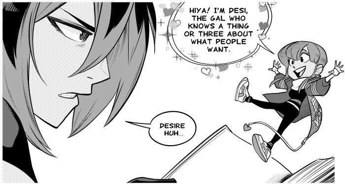 Kay finds a book that might help Nix out, with a projection of the God of Desire, Desi.
