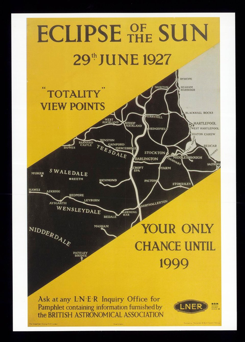 Póster del eclipse total de 1927 en Inglaterra.