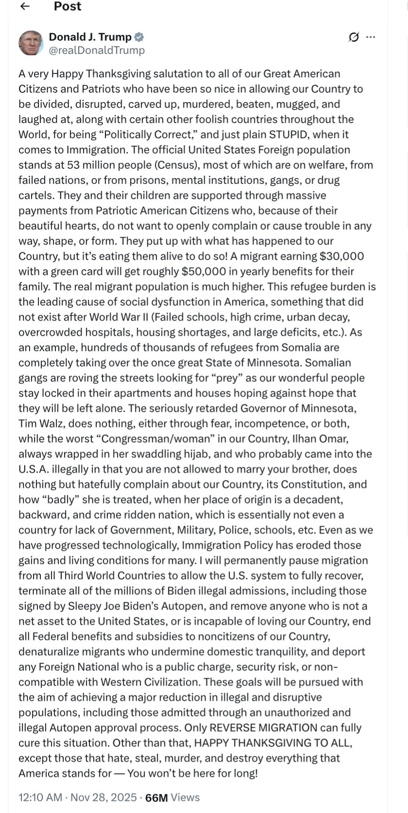 Trump rants again, delivers more racism