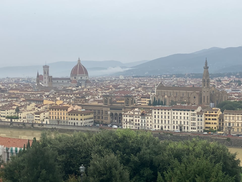 Dome and mist: the Florence old city from a hill on a rainy day